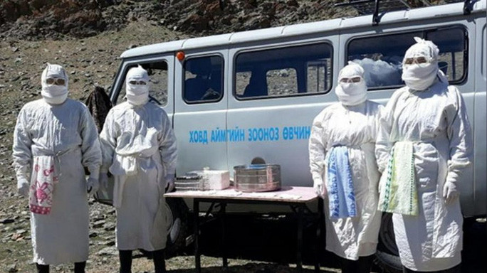 Nhân viên của Trung tâm dịch bệnh Zoonotic tiến hành xét nghiệm bệnh dịch hạch ở tỉnh Khovd-Mông Cổ. Ảnh: NCZD