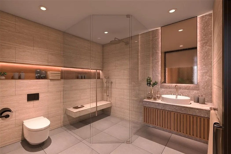 Ngoài yếu tố hiện đại, phòng tắm ngôi nhà còn có thêm sự sạch sẽ và thoáng đãng.