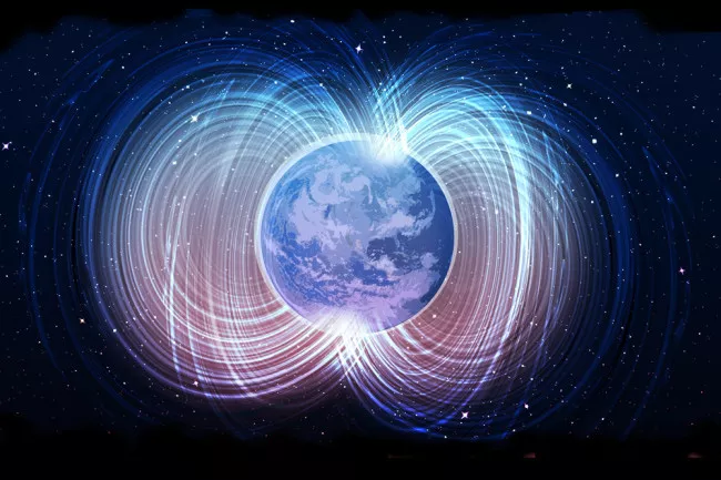 Trái Đất được bảo vệ bởi một từ trường mạnh mẽ. Ảnh: DISCOVERY MAGAZINE