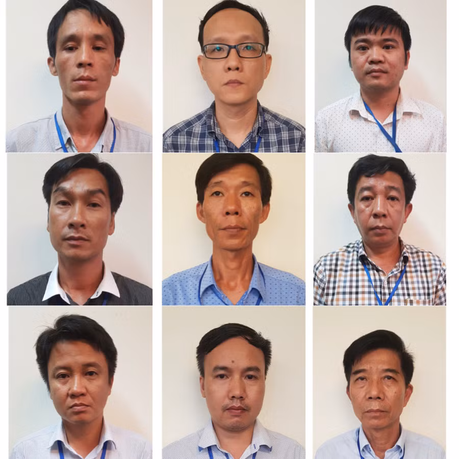  9 bị can nguyên là giám đốc, nguyên phó giám đốc Ban điều hành; chỉ huy công trường bị khởi tố mới đây (ảnh Bộ Công an).