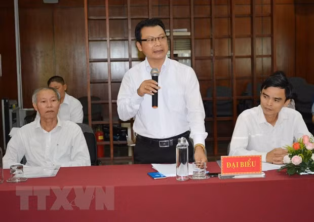 Tiến sỹ Nguyễn Duy Thụy, Viện trưởng Viện Khoa học-Xã hội vùng Tây Nguyên đóng góp ý kiến cho dự thảo Đề án. Ảnh: Hoài Thu/TTXVN