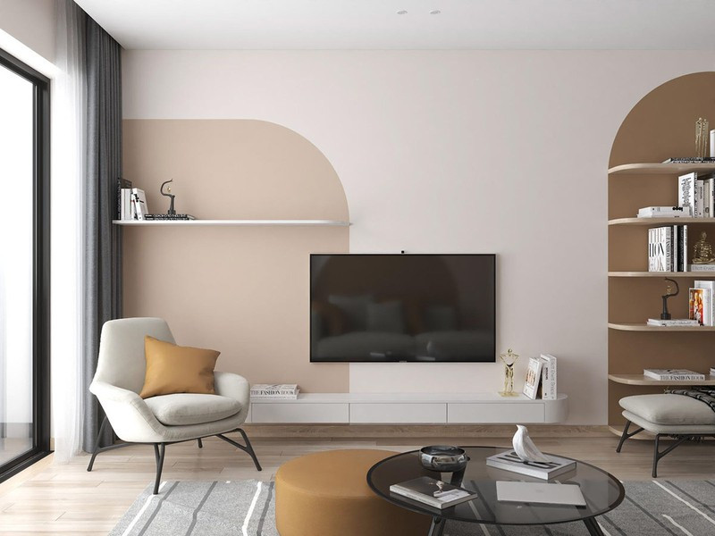 Sơn tường cũng được vẽ thành hình cong. Sơn tường cũng được vẽ thành hình cong.