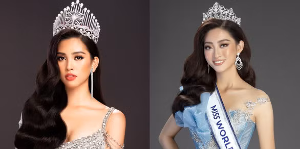 Hoa hậu Việt Nam 2018 Trần Tiểu Vy (trái) và đương kim Miss World 2019 Lương Thùy Linh - Ảnh: BTC