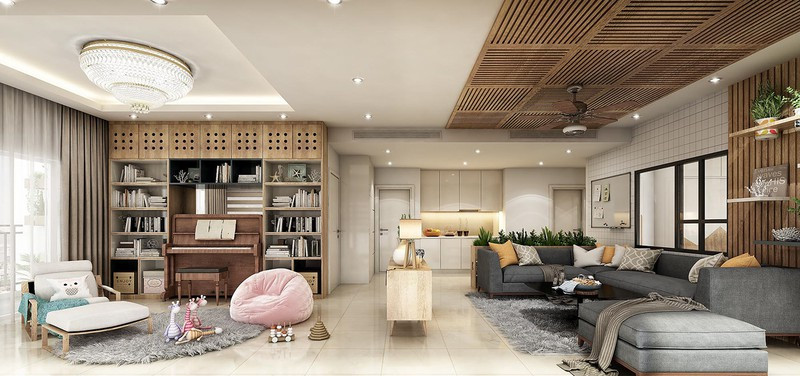 Tại đây bố mẹ cũng có thể quan sát được các bé khi chúng chơi đùa dù đang nấu nướng hay tiếp khách.