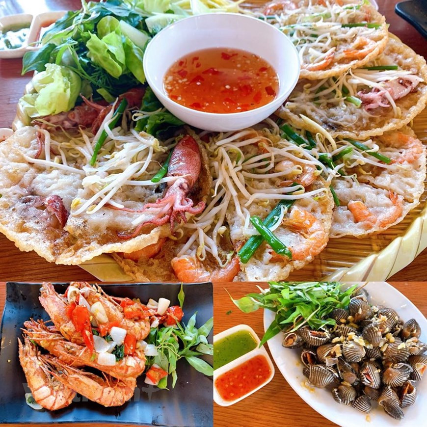 Bánh xèo tôm đất, bánh xèo mực nhảy, sò...(Ảnh: Xuân Mai/Vietnam+) Bánh xèo tôm đất, bánh xèo mực nhảy, sò...(Ảnh: Xuân Mai/Vietnam+)