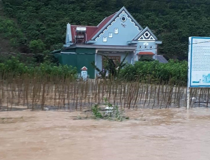 Nước ngập khiến nhiều diện tích hoa màu của người dân bị ngập sau trận mưa lớn kéo dài.