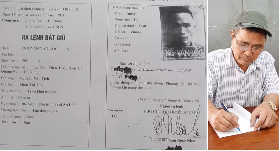 Lệnh bắt giữ Nguyễn Văn Lộc hơn 30 năm về trước và Nguyễn Văn Lộc bị bắt giữ sau 36 năm lẩn trốn.