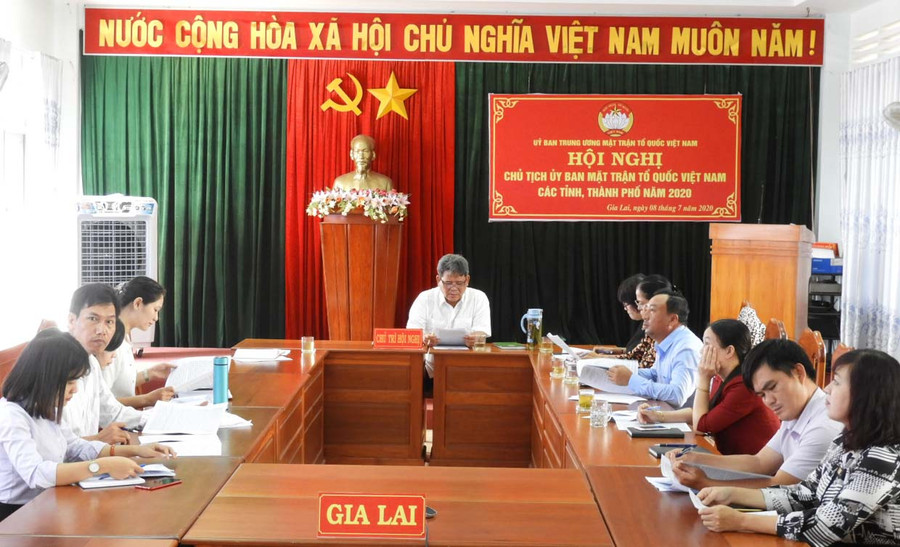 Quang cảnh hội nghị tại đầu cầu Gia Lai. Ảnh: Thanh Nhật Đầu cầu trực tuyến tại Gia Lai. Ảnh: Thanh Nhật