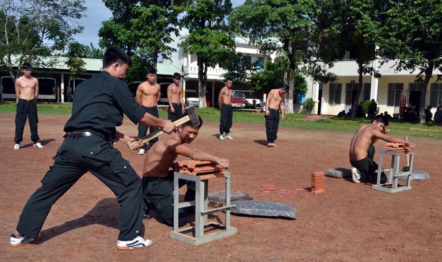 Chiến sĩ Tiểu đoàn CSĐN số 3 luyện võ thuật nâng cao sức chiến đấu.