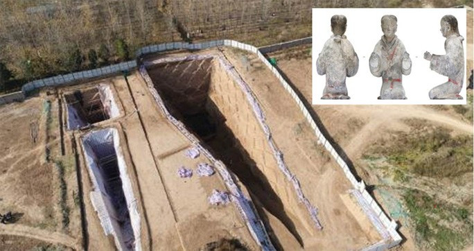 Một phần của quần thể 27 ngôi mộ cổ thời nhà Hán vừa được tìm thấy - ảnh do nhóm nghiên cứu cung cấp
