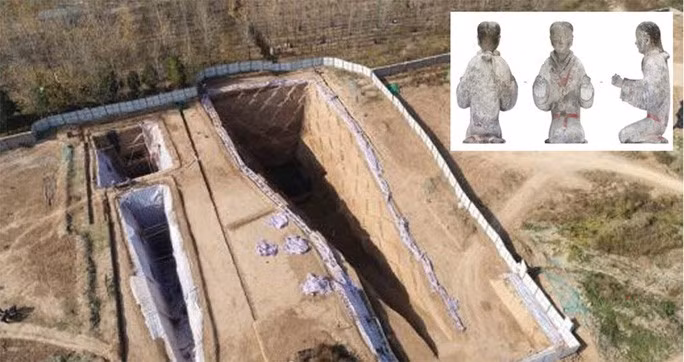 Một phần của quần thể 27 ngôi mộ cổ thời nhà Hán vừa được tìm thấy - ảnh do nhóm nghiên cứu cung cấp Một phần của quần thể 27 ngôi mộ cổ thời nhà Hán vừa được tìm thấy - ảnh do nhóm nghiên cứu cung cấp