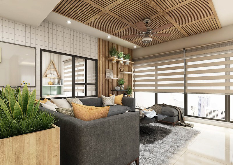 Chủ nhà cũng không quên thêm lớp màn che để tránh nắng chiếu trực tiếp vào ban chiều. Nhờ vậy mà không gian bên trong nhà luôn mát, gia chủ không cần dùng đến điều hòa.