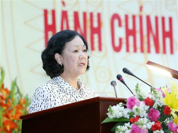 Bà Trương Thị Mai, Ủy viên Bộ Chính trị, Bí thư Trung ương Đảng, Trưởng Ban Dân vận Trung ương. (Ảnh: Phương Hoa/TTXVN)