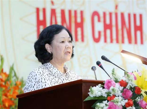 Bà Trương Thị Mai, Ủy viên Bộ Chính trị, Bí thư Trung ương Đảng, Trưởng Ban Dân vận Trung ương. (Ảnh: Phương Hoa/TTXVN)