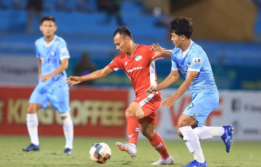 Viettel đứng trước nguy cơ đánh mất vị trí thứ hai trên bảng xếp hạng hiện tại bởi trận hòa trước SHB Đà Nẵng ở vòng 11 V-League 2020. (Ảnh: VPF)
