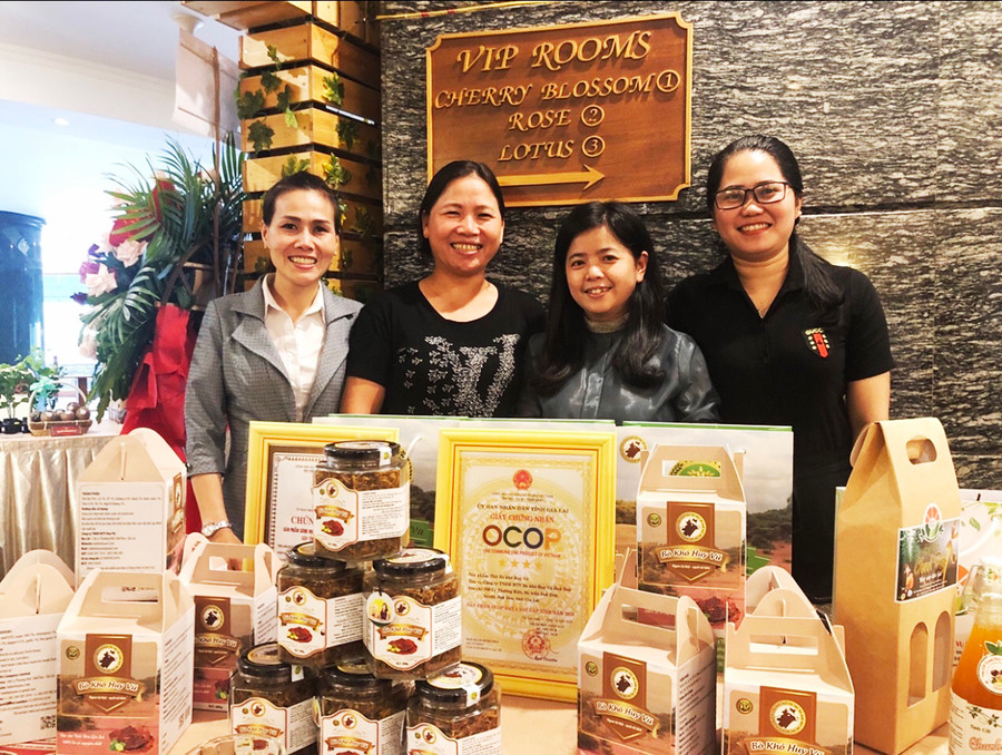 Nhiều HTX trên địa bàn có sản phẩm đạt chứng nhận OCop 3-4 sao cấp tỉnh. Ảnh: Vũ Thảo