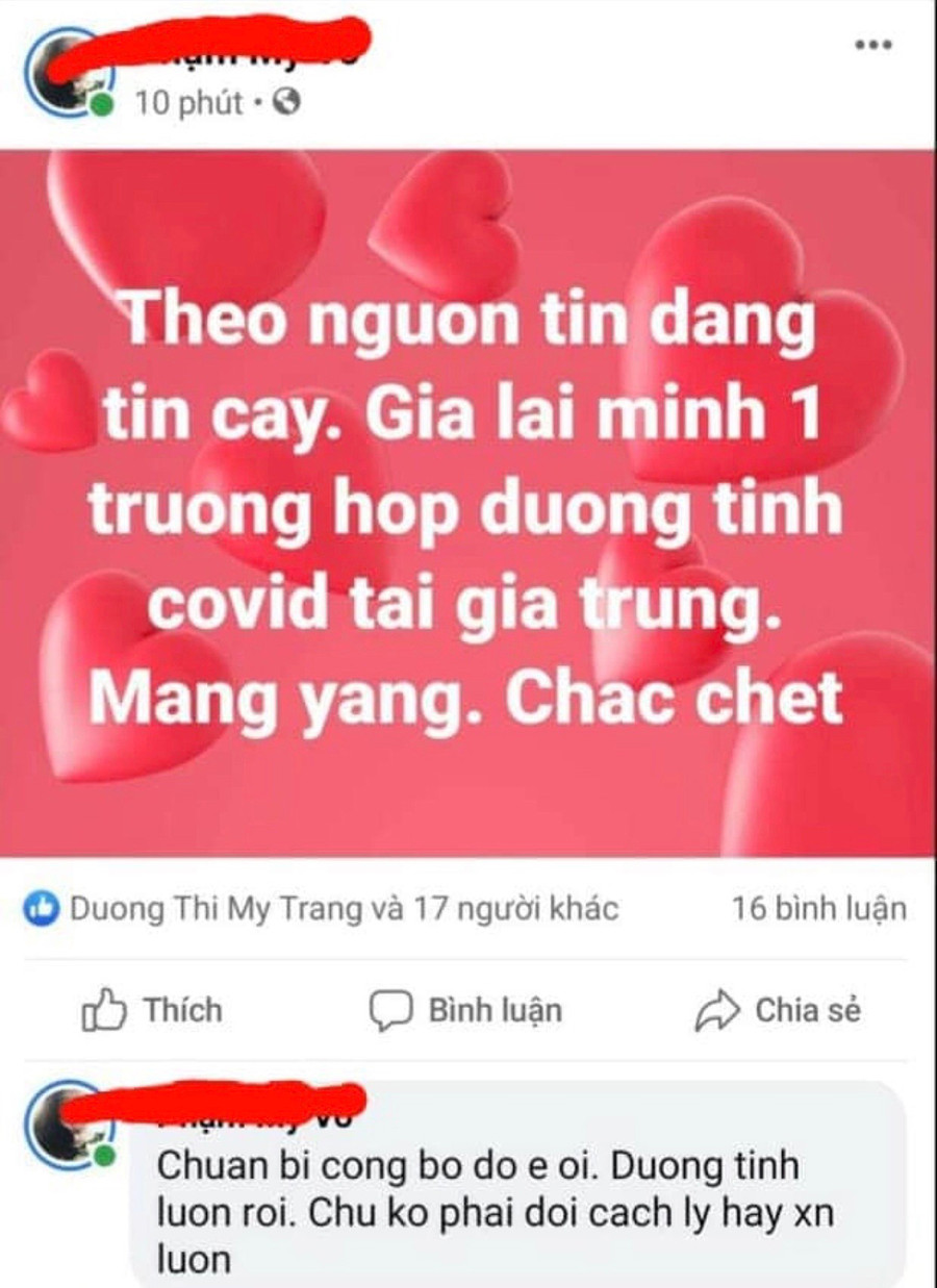 Nội dung mà chị V. đã đăng tải lên trang facebook cá nhân. Ảnh: V.N