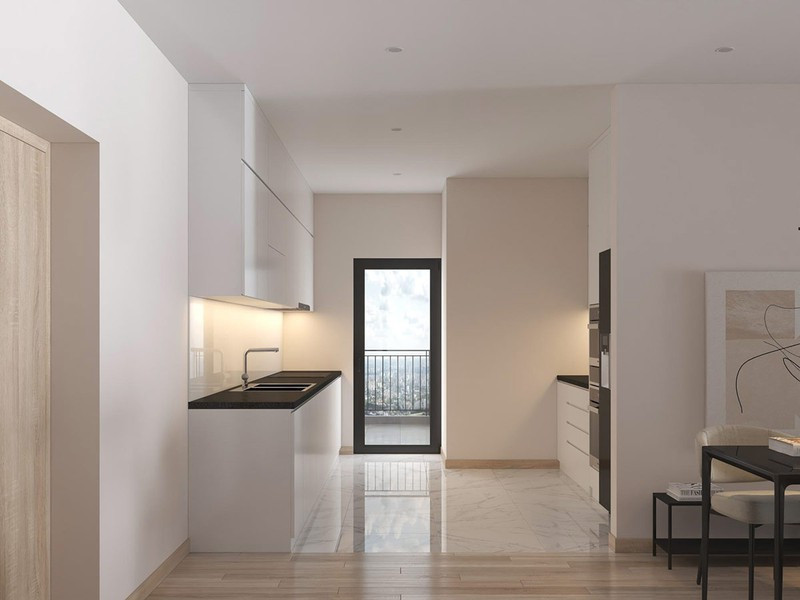 Bếp nấu được sắp xếp tối giản, hạn chế tối đa việc sử dụng nội thất. Bếp nấu được sắp xếp tối giản, hạn chế tối đa việc sử dụng nội thất.