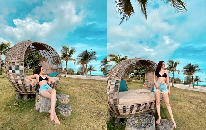 Bảo Thy tự tin diện bikini, khoe vóc dáng thon gọn sau khi giảm được 3kg sau 10 ngày ẢNH: FBNV