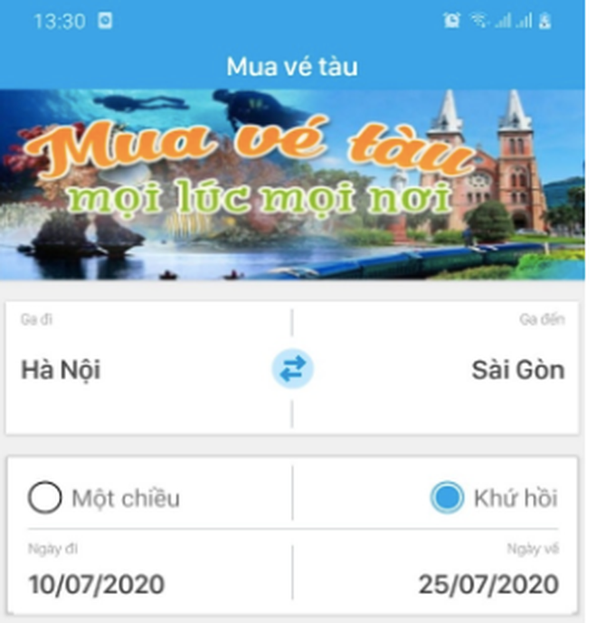 Việc mua vé tàu trực tuyến trên app điện thoại đơn giản hoá các thủ tục hơn rất nhiều. Ảnh: M.H
