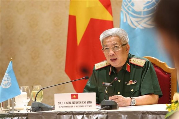 Thượng tướng Nguyễn Chí Vịnh, Thứ trưởng Bộ Quốc phòng, phát biểu tại hội đàm. (Ảnh: Dương Giang/TTXVN) Thượng tướng Nguyễn Chí Vịnh, Thứ trưởng Bộ Quốc phòng, phát biểu tại hội đàm. (Ảnh: Dương Giang/TTXVN)