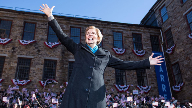 Nếu chiến dịch tranh cử của Thượng nghị sĩ Elizabeth Warren thành công, các tập đoàn công nghệ lớn sẽ phải dè chừng. Ảnh: Getty.