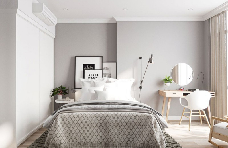 Trong phòng ngủ, gam màu trắng vẫn giữ vị trí chủ đạo làm cho không gian nhà càng thoáng và càng sáng hơn. Trong phòng ngủ, gam màu trắng vẫn giữ vị trí chủ đạo làm cho không gian nhà càng thoáng và càng sáng hơn.