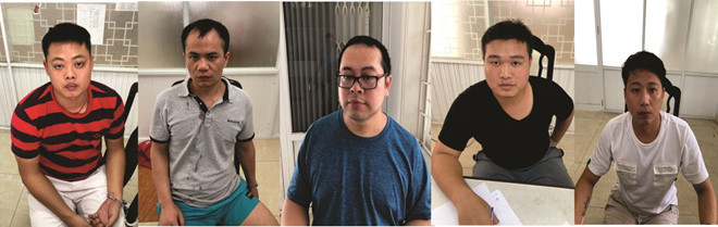 Từ trái qua: Lưu Tiểu Duy, Tưởng Đăng Quân, Trương Huệ Mẫn, Đới Hồng Hi, Phương Tuấn Kiệt - Ảnh: Công an TP cung cấp Từ trái qua: Lưu Tiểu Duy, Tưởng Đăng Quân, Trương Huệ Mẫn, Đới Hồng Hi, Phương Tuấn Kiệt - Ảnh: Công an TP cung cấp
