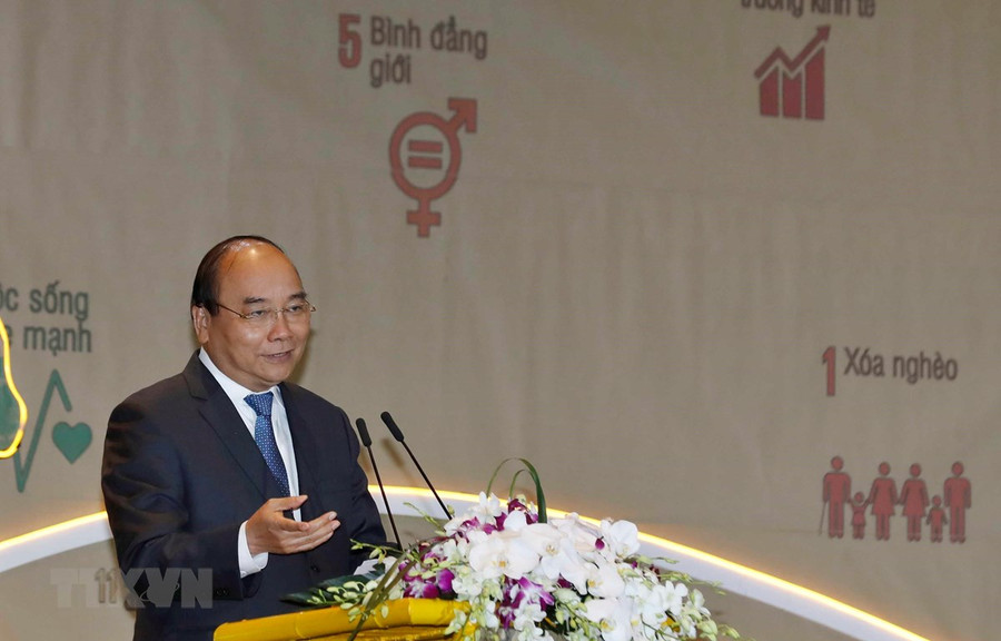 Thủ tướng Nguyễn Xuân Phúc phát biểu. (Ảnh: Thống Nhất/TTXVN)