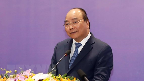 Thủ tướng Nguyễn Xuân Phúc đến dự và phát biểu tại Diễn đàn Cải cách và Phát triển Việt Nam 2019. (Ảnh: Thống Nhất/TTXVN)