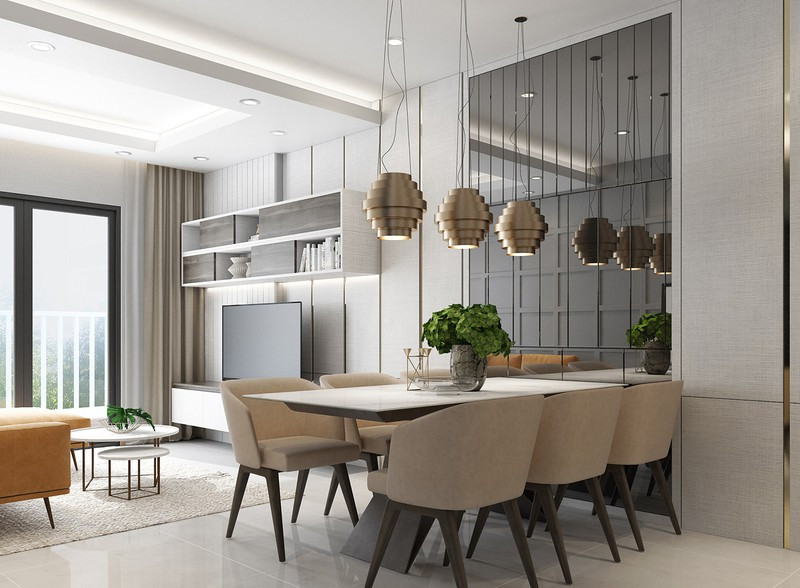 Bộ bàn ghế ăn bên cạnh sở hữu tông màu xám hiện đại, sang trọng. Bộ bàn ghế ăn bên cạnh sở hữu tông màu xám hiện đại, sang trọng.