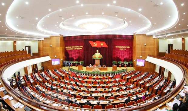  Toàn cảnh Hội nghị Ban Chấp hành Trung ương lần thứ chín, Khóa XII. (Ảnh: TTXVN)