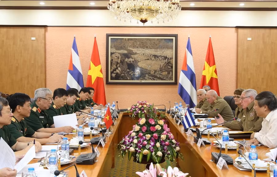 Quang cảnh buổi Đối thoại Chính sách Quốc phòng Việt Nam-Cuba lần thứ 3. (Ảnh: Dương Giang/TTXVN)