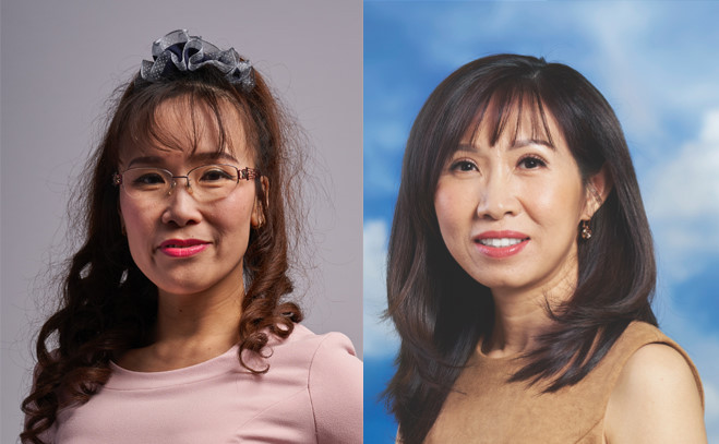 CEO Vietjet Nguyễn Thị Phương Thảo (trái) và CEO Nutifood Trần Thị Lệ. Ảnh: Forbes.