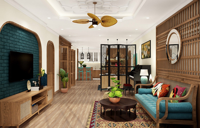 Cánh quạt trần lấy ý tưởng từ những nan quạt tre xưa. Cánh quạt trần lấy ý tưởng từ những nan quạt tre xưa.