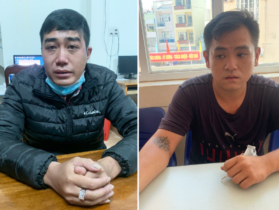 Đối tượng Nam (trái qua) và Thành tại cơ quan điều tra Công an huyện Đak Đoa. Ảnh: Lê Anh Đối tượng Nam (trái qua) và Thành tại cơ quan điều tra Công an huyện Đak Đoa. Ảnh: Lê Anh