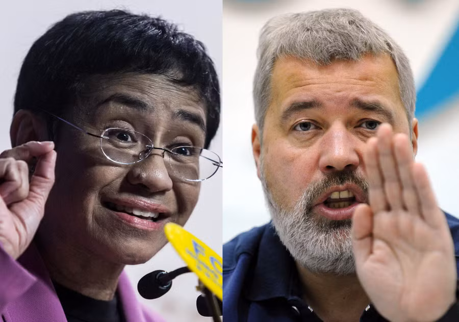 Hai nhà báo Maria Ressa và Dmitry Muratov. Ảnh: Ủy ban nobel na uy