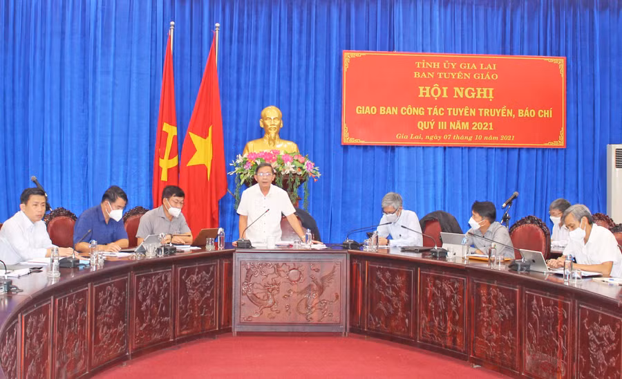 Quang cảnh hội nghị giao ban công tác tuyên truyền, báo chí quý III-2021. Ảnh: Phan Lài