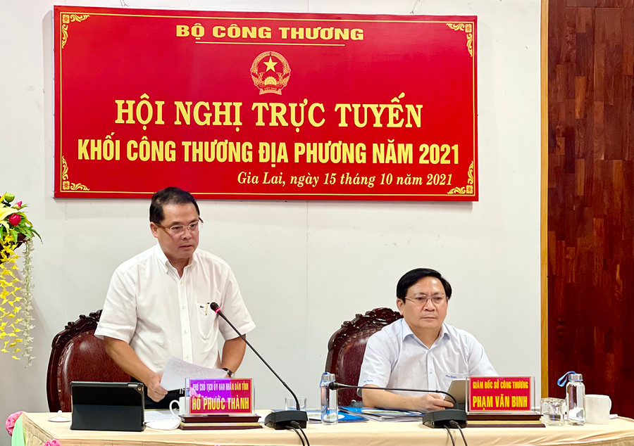  Phó Chủ tịch UBND tỉnh Hồ Phước Thành phát biểu ý kiến tại Hội nghị. Ảnh: Vũ Thảo