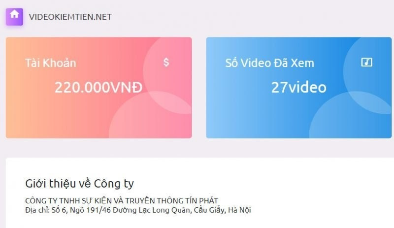 Website lừa đảo người tiêu dùng xem video kiếm tiền. Ảnh: Cục Cạnh tranh và Bảo vệ người tiêu dùng Website lừa đảo người tiêu dùng xem video kiếm tiền. Ảnh: Cục Cạnh tranh và Bảo vệ người tiêu dùng