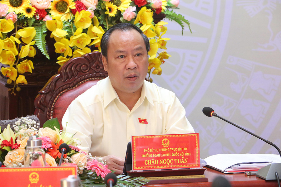 Trưởng Đoàn đại biểu Quốc hội tỉnh Gia Lai Châu Ngọc Tuấn tham gia ý kiến vào dự án Luật sửa đổi, bổ sung một số điều của Luật Sở hữu trí tuệ. Ảnh: Quang Tấn