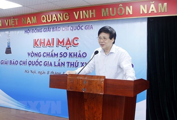 Phó Chủ tịch Thường trực Hội nhà báo Việt Nam, Phó Chủ tịch Thường trực Hội đồng sơ khảo giải Báo chí Quốc gia Hồ Quang Lợi. Ảnh: Phạm Kiên/TTXVN