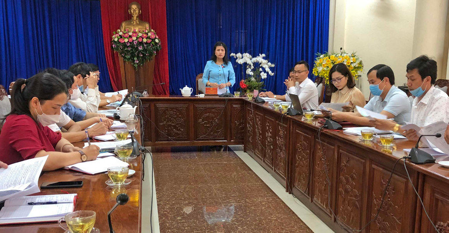 Sở Lao động-Thương binh và Xã hội kiểm tra công tác hỗ trợ người lao động và sử dụng lao động gặp khó khăn do đại dịch Covid-19 tại TP. Pleiku. Ảnh: Đinh Yến