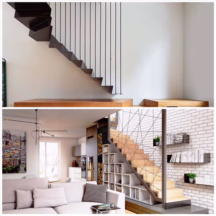 Biến tấu nhiều thiết kế với mẫu cầu thang từ kim loại. Đồ họa: Phương Duy 