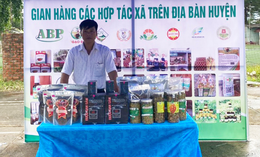  Sản phẩm OCOP huyện Mang Yang tham gia hội chợ. Ảnh: Nguyễn Diệp