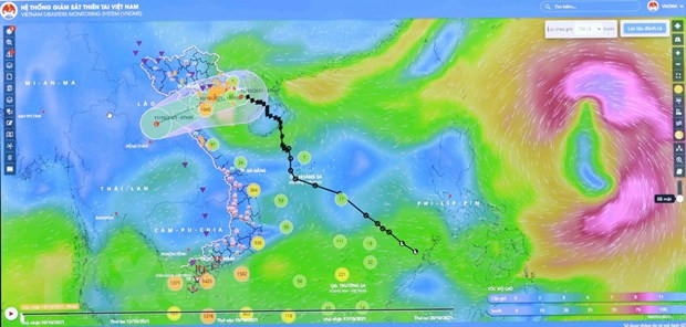 Sơ đồ đường đi của bão số 7. (Ảnh: Vũ Sinh/TTXVN) Sơ đồ đường đi của bão số 7. (Ảnh: Vũ Sinh/TTXVN)