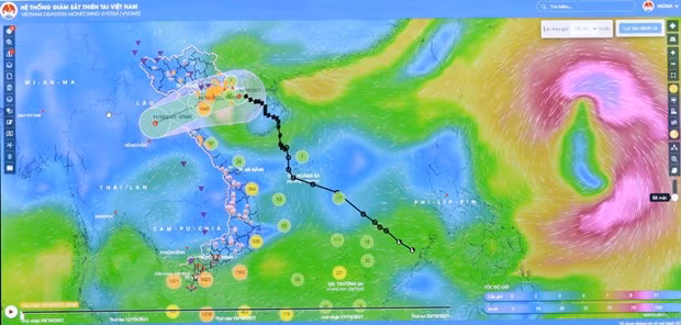 Sơ đồ đường đi của bão số 7. (Ảnh: Vũ Sinh/TTXVN)