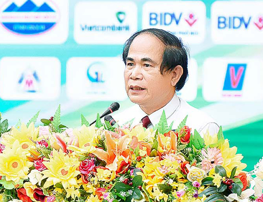 Chủ tịch UBND tỉnh Võ Ngọc Thành phát biểu tại đại hội. Ảnh: Đức Thụy