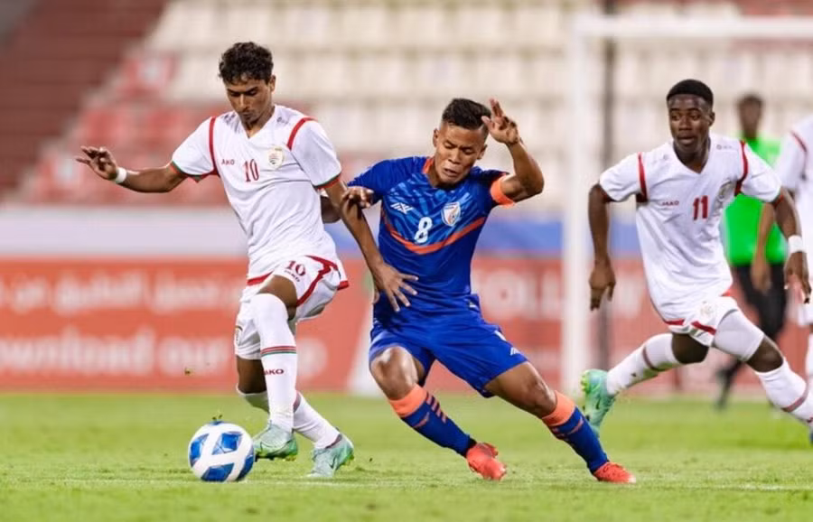 Trận U.23 Ấn Độ thắng Oman. Ảnh: AFC