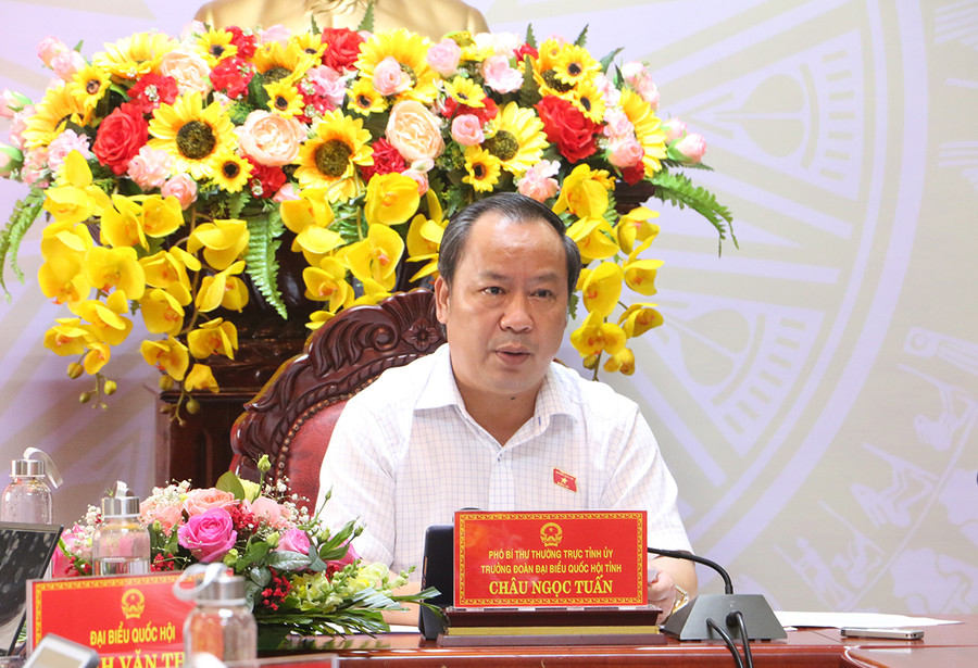 Phó Bí thư Thường trực Tỉnh ủy, Trưởng đoàn đại biểu Quốc hội tỉnh tham gia đóng góp ý kiến vào kế hoạch cơ cấu lại nền kinh tế và quy hoạch sử dụng đất. Ảnh: Quang Tấn Phó Bí thư Thường trực Tỉnh ủy, Trưởng đoàn đại biểu Quốc hội tỉnh tham gia đóng góp ý kiến vào kế hoạch tại cơ cấu lại nền kinh tế và quy hoạch sử dụng đất. Ảnh: Quang Tấn